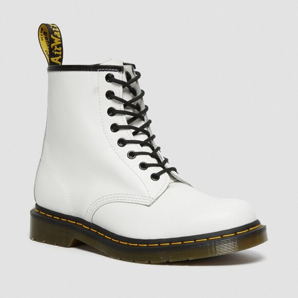 Dr Martens 1460 boots size 8 SMOOTH LEATHER LACE UP BOOTS new in box white shoes - Picture 1 of 16